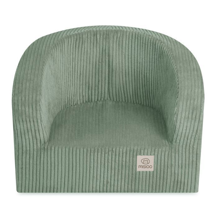 Poltrona imbottita MISIOO per neonati/bambini, colore verde velluto a coste, 53x40 cm.