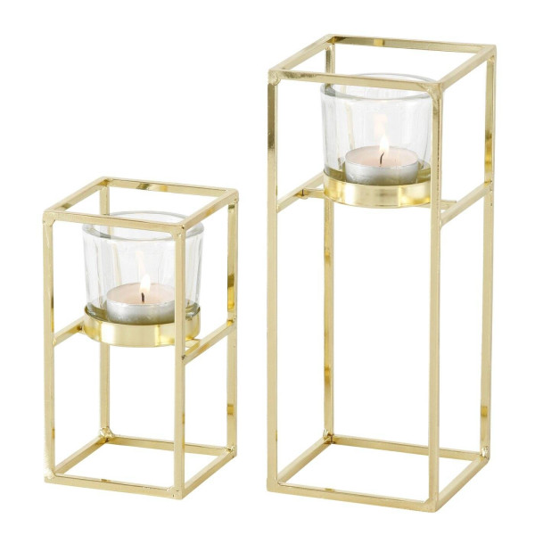 Świecznik złoty -  2 szt.  23x9x9 cm DORADO