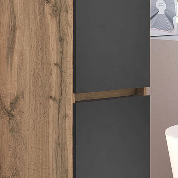 Midi-Schrank Lincoln, 40 cm, matt grau/wotaneiche