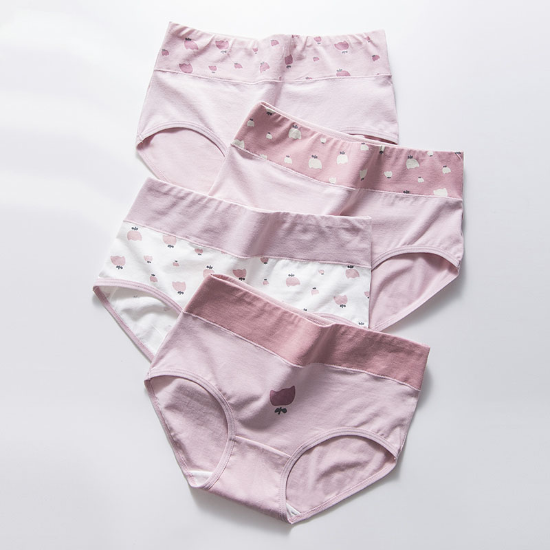 Slip da donna in cotone a vita alta, modello snellente, con stampa graziosa, senza cuciture, sexy e traspiranti.