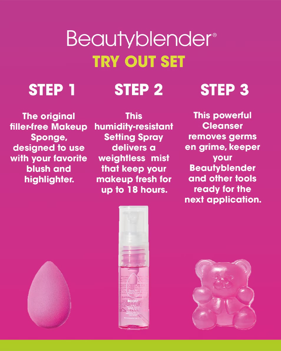 BEAUTYBLENDER Κιτ δοκιμής Σφουγγάρι, σπρέι και καθαριστικό