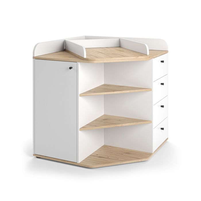 Fasciatoio Aria 85x90cm con ripiani e cassetti, bianco, Vicco 59339