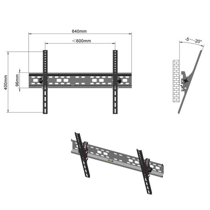 Supporto a parete inclinabile per TV LED, LCD, OLED e a schermo piatto da 32-70