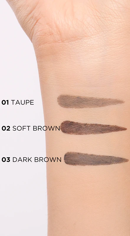 Lápis de sobrancelha à prova d'água Micro Precise da Eveline Cosmetics com pincel 2 em 1