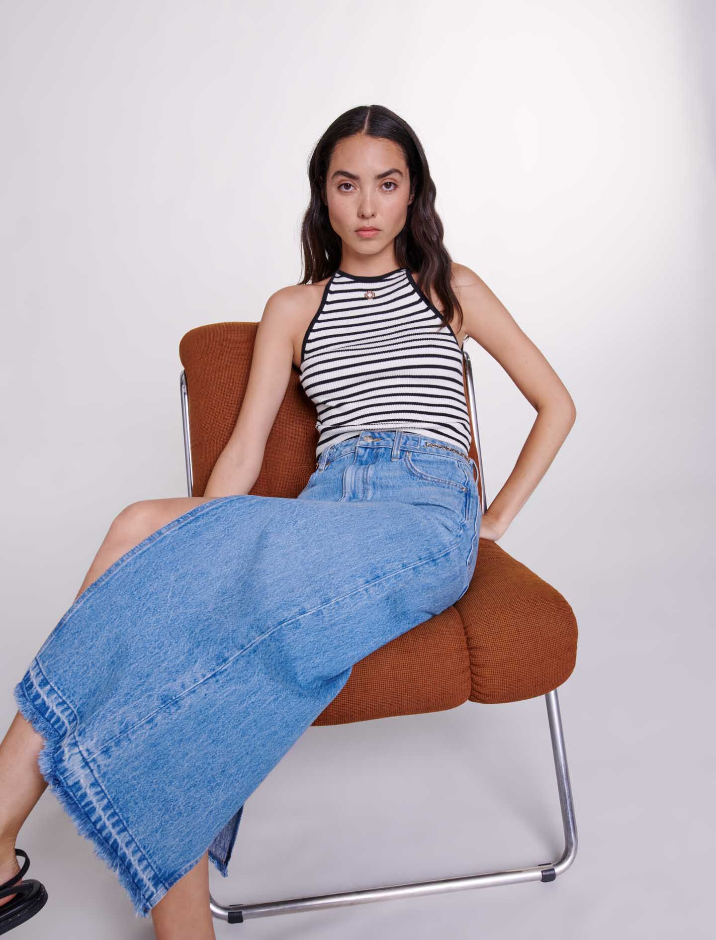 Fustă lungă din denim - Albastră