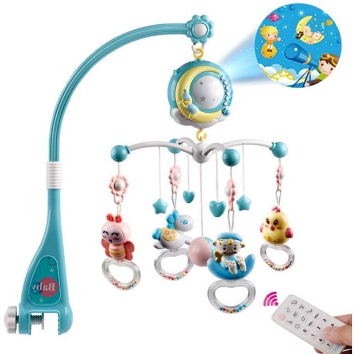 Móvil para cuna con música, luz nocturna, proyector y timbre - A679 - Azul