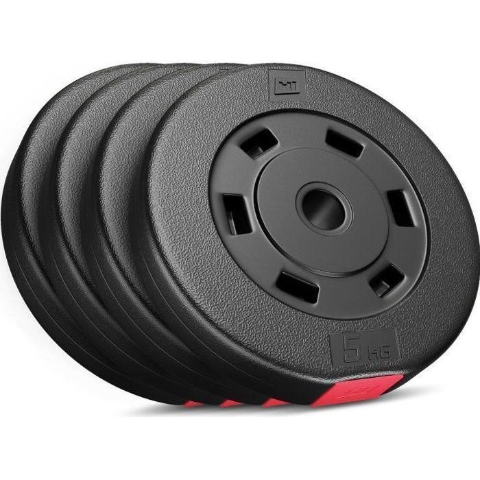Hop-Sport 20kg kunststof gewichtsschijven, Ø 31mm, gewichthefschijven voor 30mm halters - 4 x 5kg