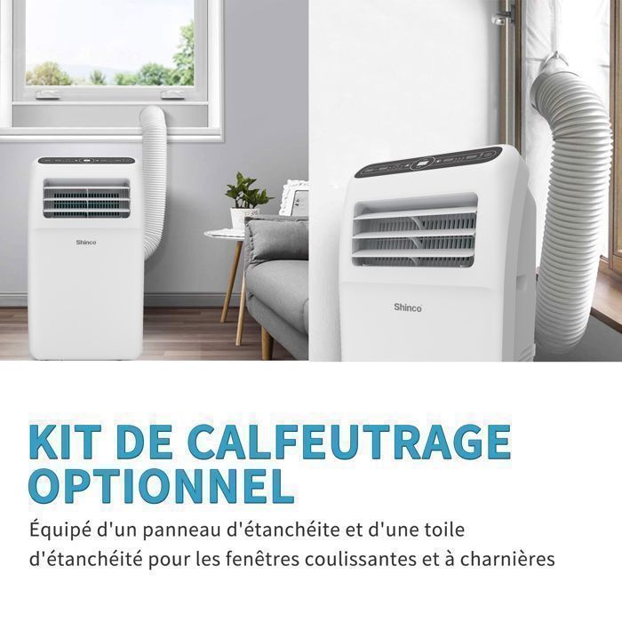 SHINCO Climatiseur Mobile Wifi 12000 BTU, Eco R290, 3,5 kW, 4 en 1 Refroidissement, Chauffage, ventilateur, Déshumidificateur