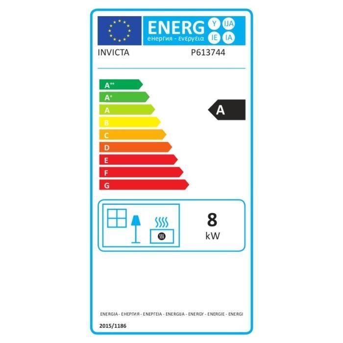 Poêle à bois INVICTA Chatel - Puissance optimale: 8 kW  - Max: 12 kW- Bûches 34 cm max - Fonte - Fabriqué en France - Ecodesign