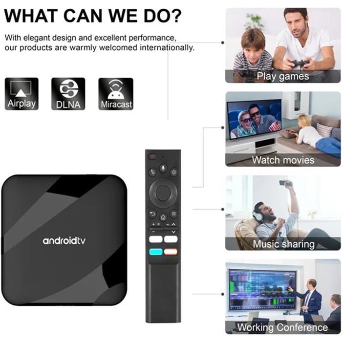 Android TV Box TV98 ATV, OUTUOTWQ Android 14 TV BOX Amlogic S905W2 2GB RAM 16GB ROM Video 8K WiFi 2.4G/5G Compatible con Netflix