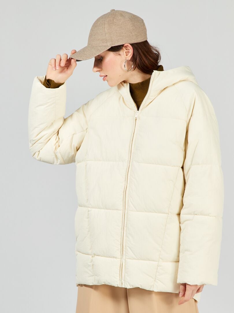 Lange gewatteerde donsjas - Beige