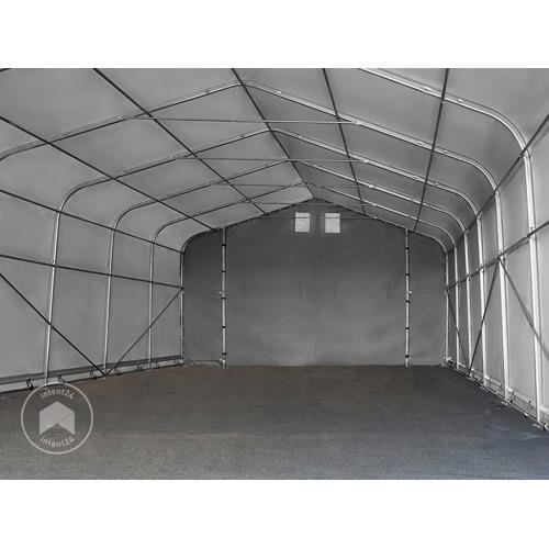 Carpa de almacenamiento para garaje - PVC 850 - 6x6 m - Puerta 4,1x2,9 m - Gris - Fácil montaje