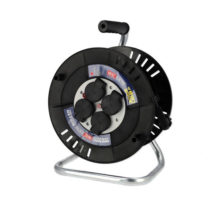 Carrete de cable eléctrico - HOROZ ELECTRIC - Carrete de 20 m - 4 tomas tipo E - IP44 - 2000 W
