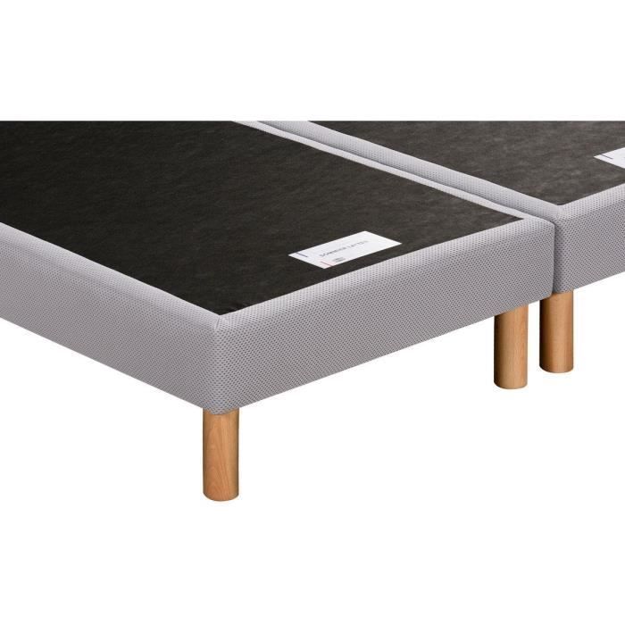 Sommier à lattes 90 x 190 SIMMONS - 4 pieds bois - Caisse en bois massif - Lattes fixes en bois 98 mm de largeur -