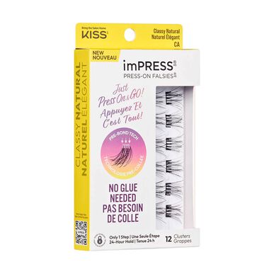 Kiss Impress Press-On Falsies Classy Natural Glue-Free Pramen umělé řasy 12 kusů 12 kusů