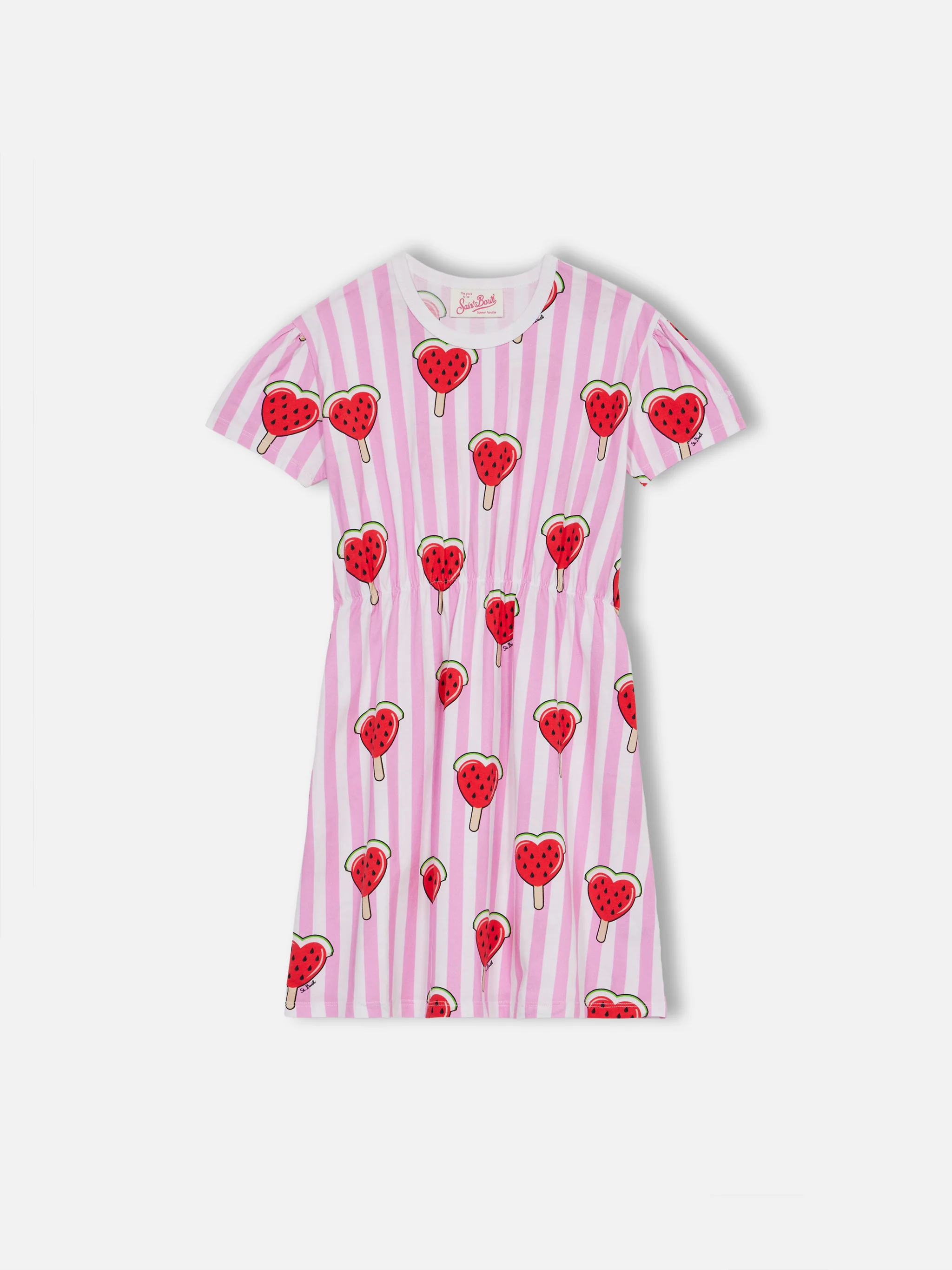 Leila meisjesjurk van katoenen jersey met Angur-hartprint