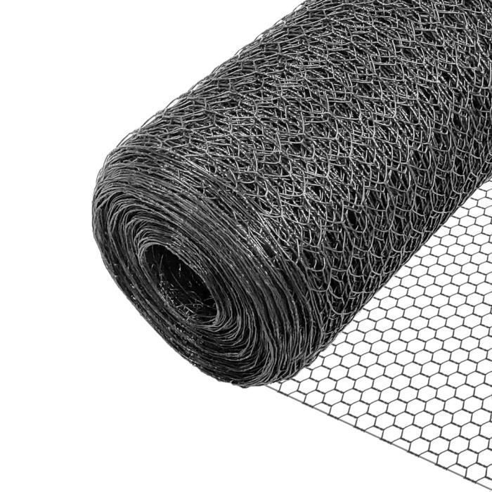Malla metálica VOUNOT® para gallineros - Metal recubierto de PVC gris - Malla de 13 mm - 1x50 m - Red de cercado para gallineros