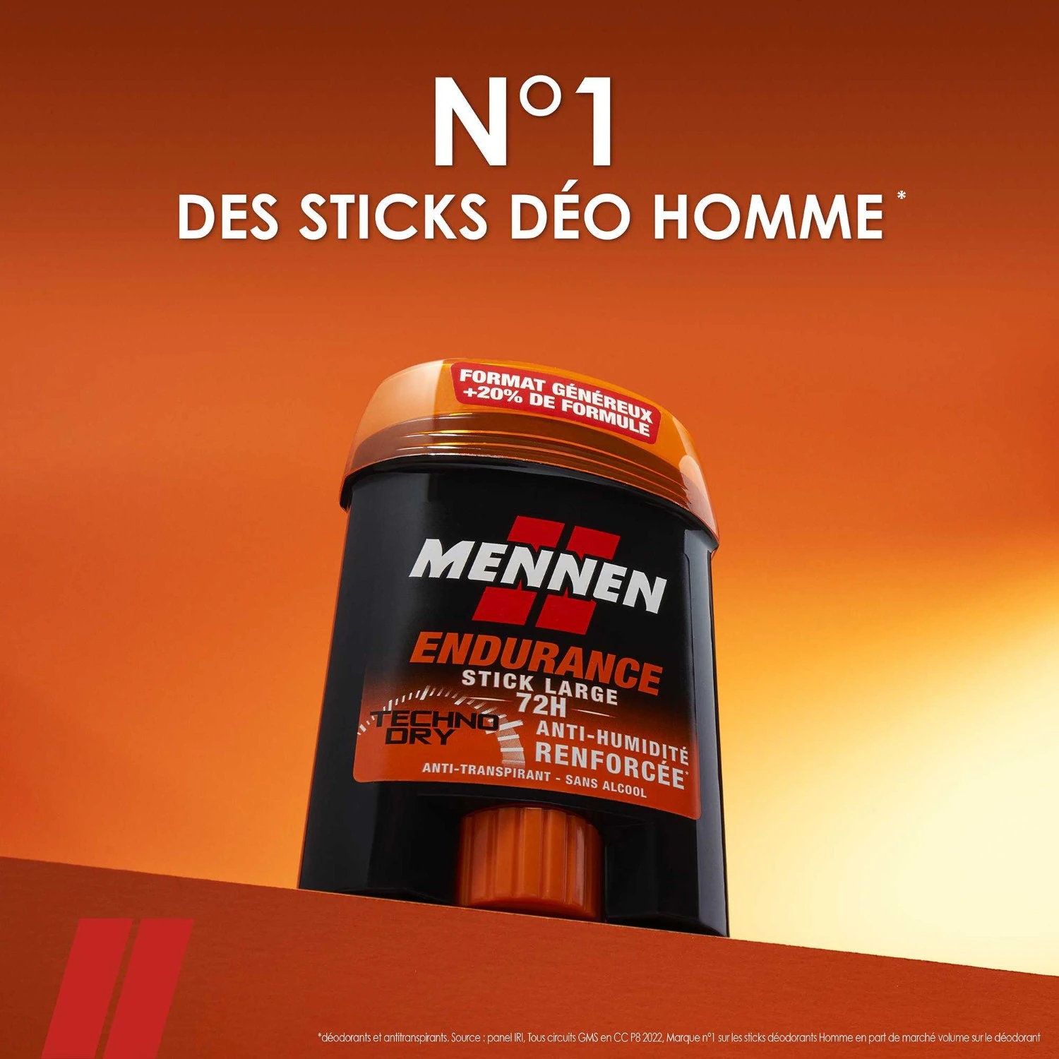 Mennen Deodorant homme 72H stick large sans alcool anti traces