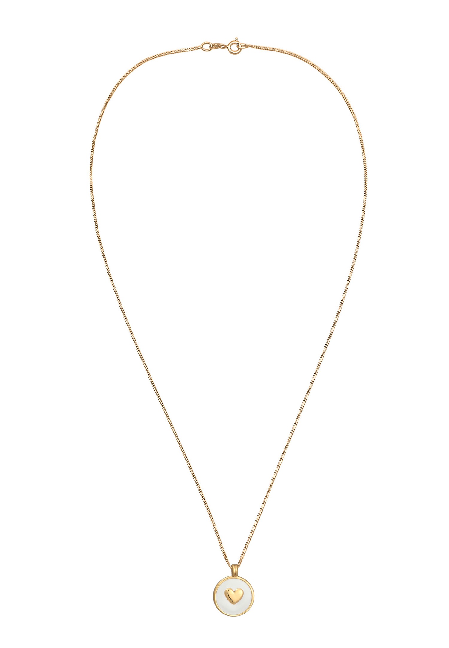 Elli Femmes Pendentif cœur Coin avec émail en Argent Sterling 925 Plaqué Or