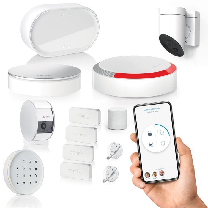 SOMFY 1875347 - Alarma doméstica avanzada - Paquete Video Plus - Alarma doméstica GSM inalámbrica con conexión Wi-Fi - Cámaras de vigilancia