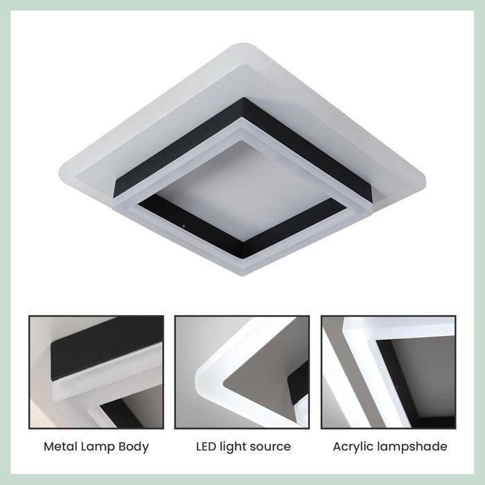 Dorlink Moderne LED Plafondlamp - 24W 2400 Lumen - Koel Wit 6500K - Acryl en Metaal - Voor Slaapkamer, Hal