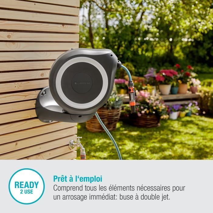 Enrollador de manguera automático de pared GARDENA RollUp S de 15 m