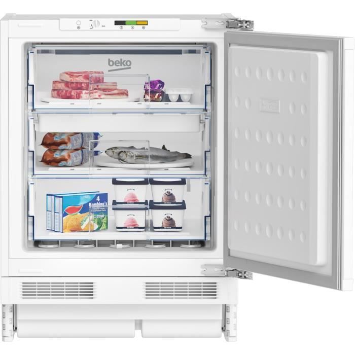 Congélateur armoire - BEKO - BU1204N - Intégrable - 3 tiroirs - 4,9 kg/24h - Classe E - 82x59,5x54x5 - Porte réversible panthographe