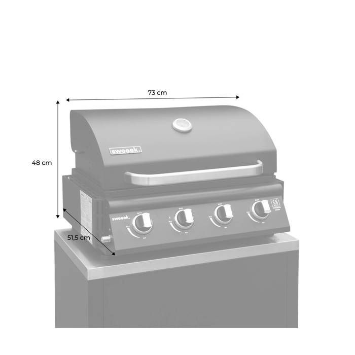 Barbecue à gaz avec 4 brûleurs à poser avec récupérateur de graisse