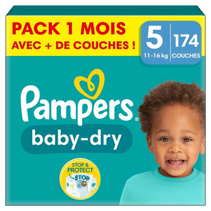 Pampers Baby-Dry, Taille 5, 174 couches