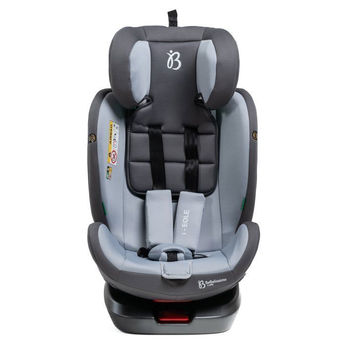 BEBELISSIMO - Seggiolino auto Isofix - Girevole a 360° - 40-150 cm - 0-36 kg - i-size EOLE - grigio