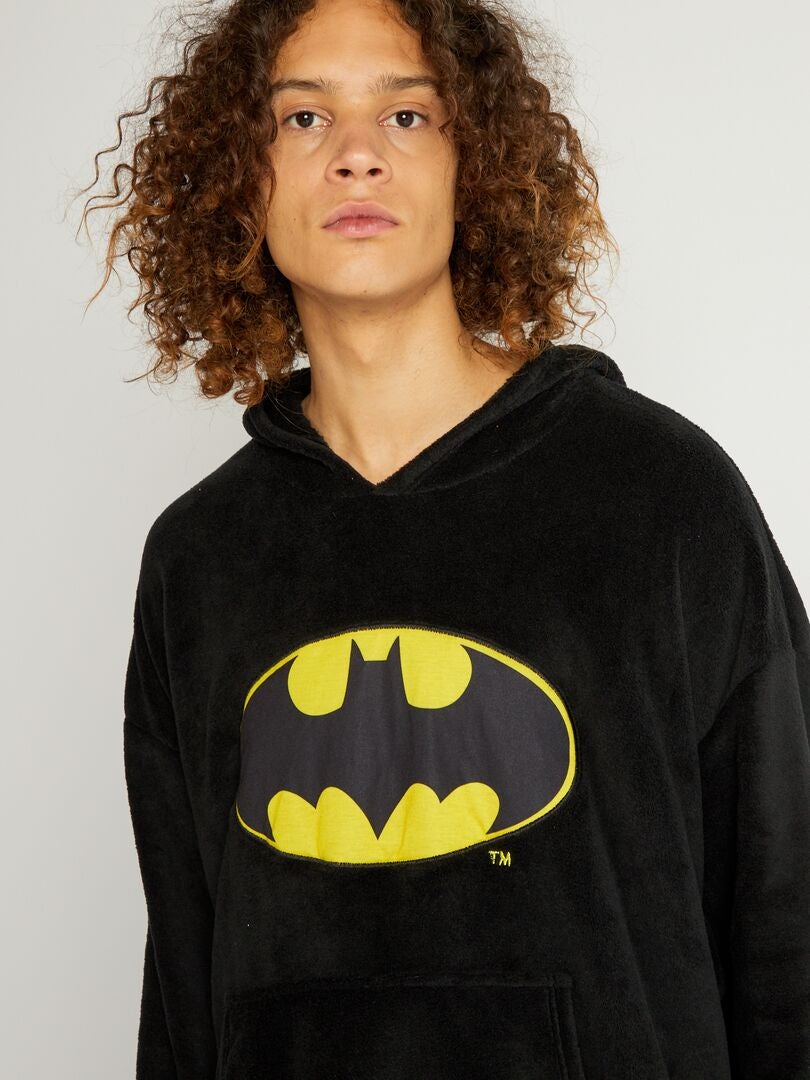 Bata de forro polar 'Batman' - Negro/Amarillo