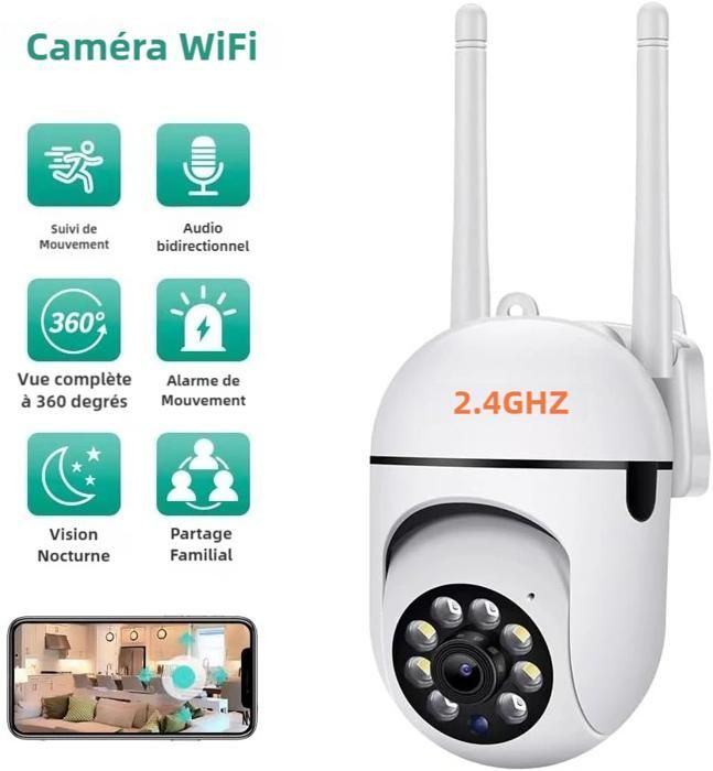 4PCS CAMÉRAS SÉCURITÉ WIFI INTÉRIUR EXTÉRIUR DÉTECTION HUMAINE AUDIO 2 VOIX VISION NUIT COULEUR  ANTICHOC