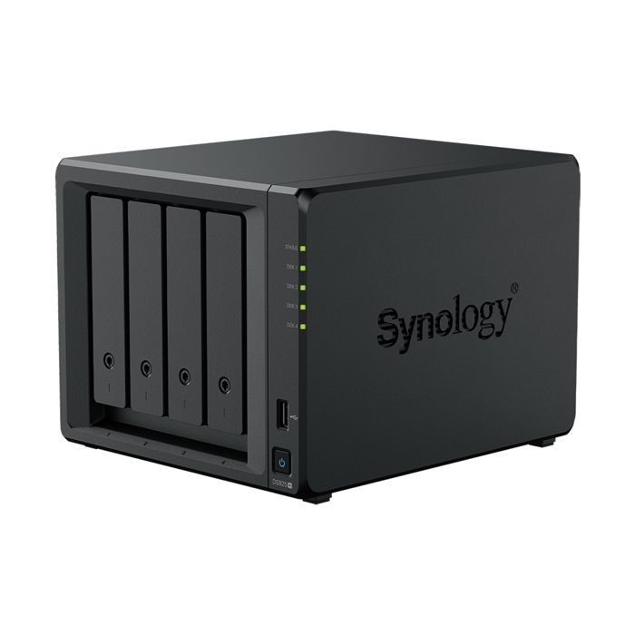 Server NAS Synology DS925+ con 4 dischi rigidi HAT PLUS da 4 TB e 8 GB di RAM.