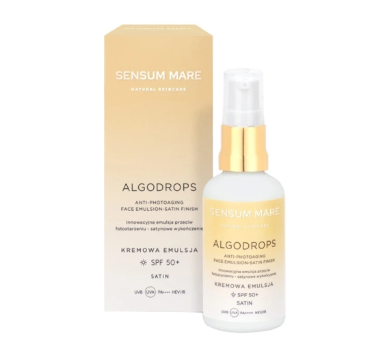 Sensum Mare Algodrops Satin emulsja ochronna przeciw fotostarzeniu SPF50  UVB UVA PA     HEV/IR satynowe wykończenie 50 ml