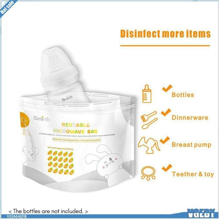 Saco Esterilizador Ashata - Sacos de esterilização reutilizáveis para mamadeiras e produtos de higiene do bebê.