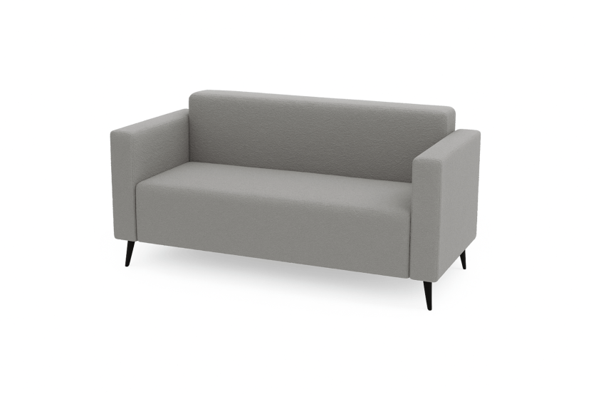 Nowoczesna sofa dwuosobowa PARMA w jasnoszarej tkaninie typu baranek