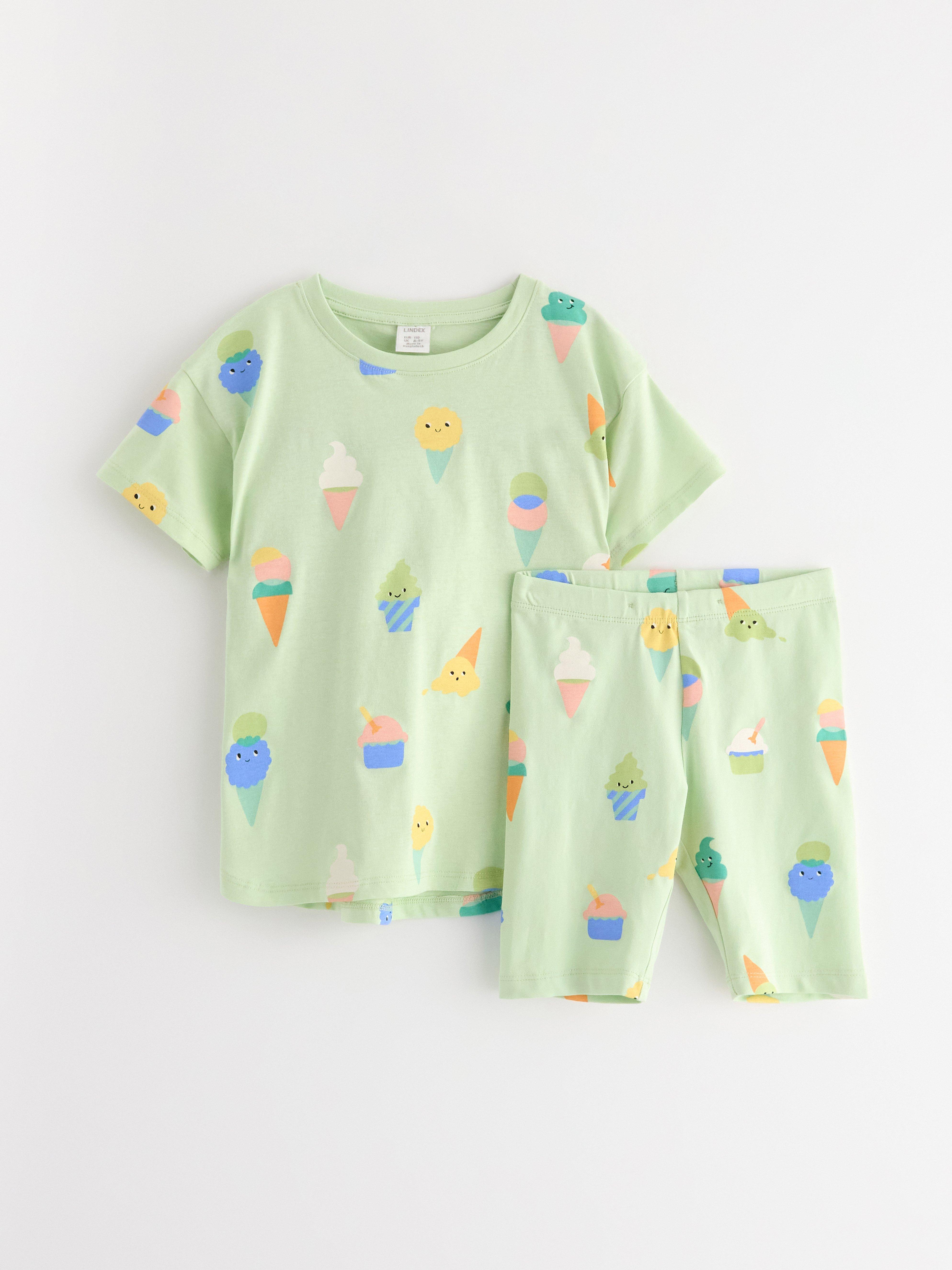 Conjunto - camiseta e calção de ciclismo verde claro