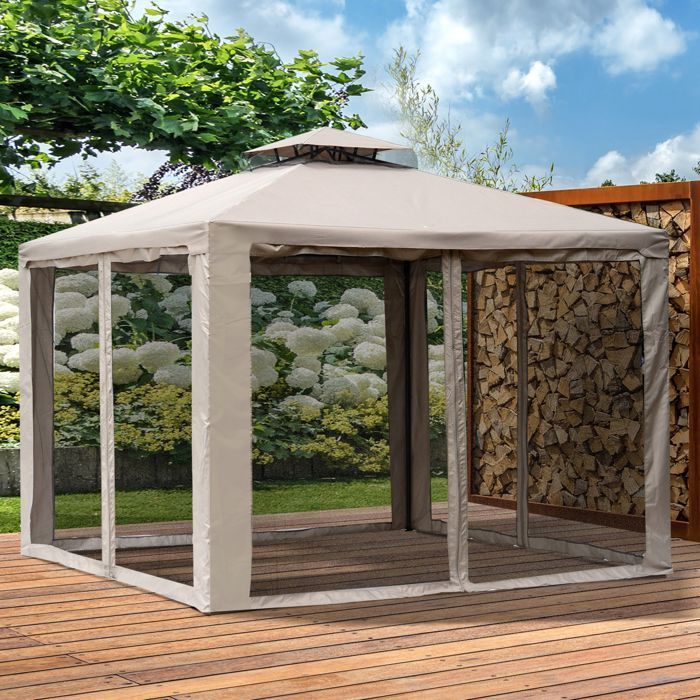 Gazebo Outsunny - Metal - 294x294x265cm - Taupe
