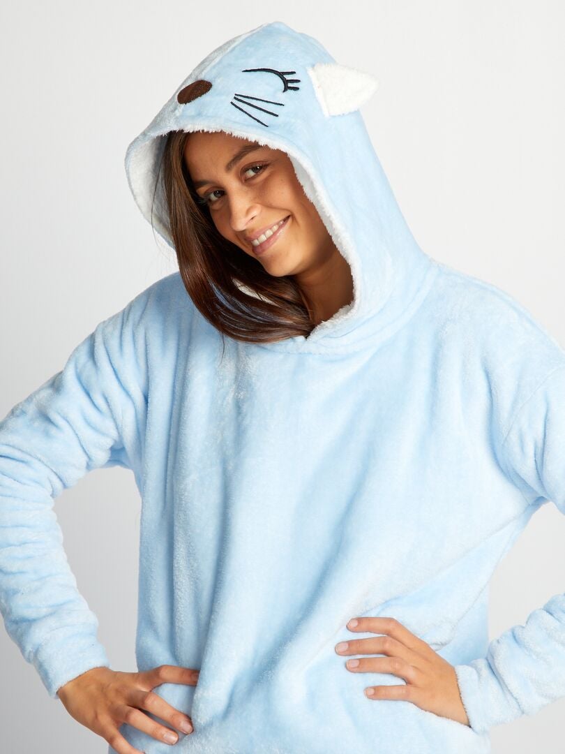 Pluche gebreide sweater - BLAUW