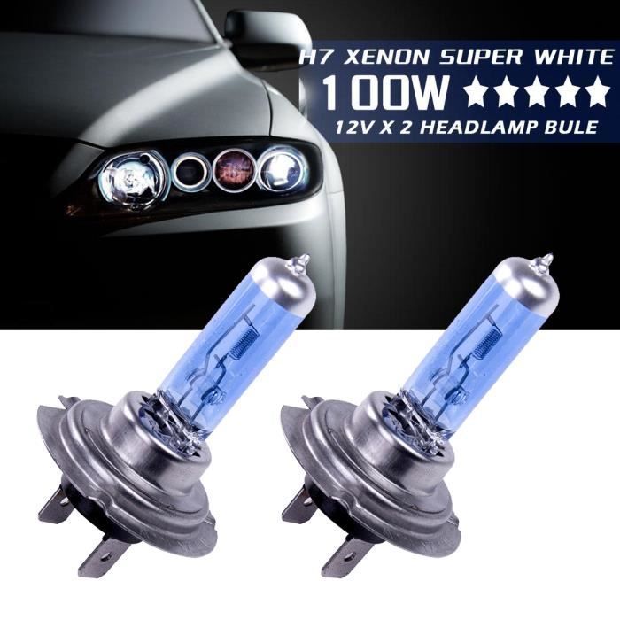 bombillas halógenas de xenón H7 de 100 W, 8500 K, 12 V, luz blanca superbrillante para faros delanteros de coche.