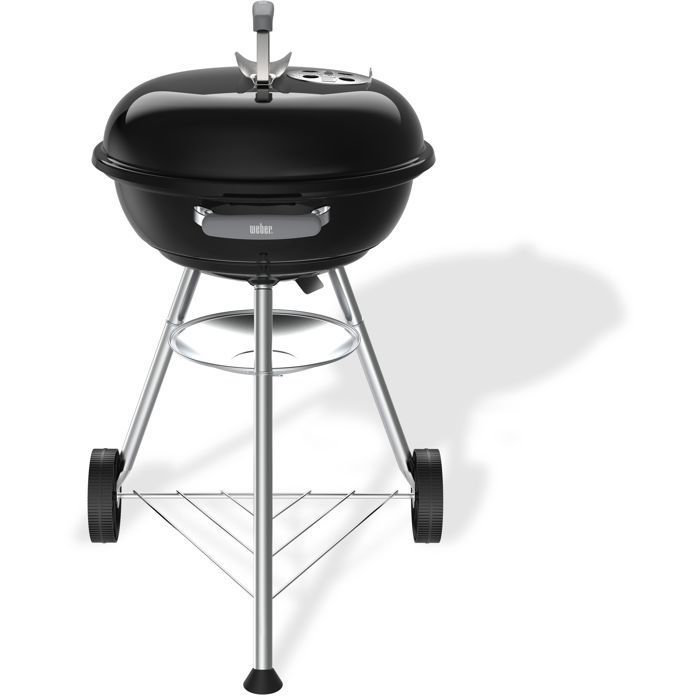 Barbecue a carbone Weber Compact Kettle - Diametro 47 cm - Acciaio smaltato - Valvola di sfiato - 6 coperti - Nero