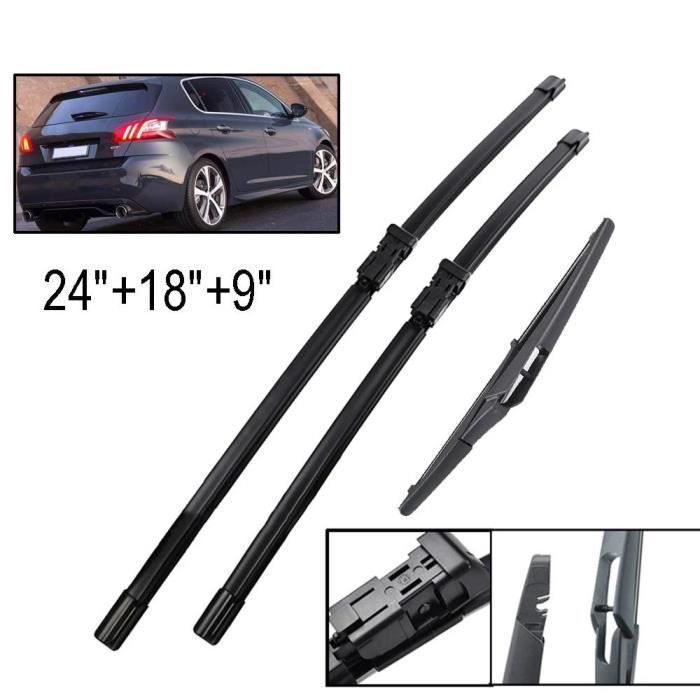 Juego de 3 limpiaparabrisas delanteros y traseros para Peugeot 308 T9 Hatchback 2014-2020