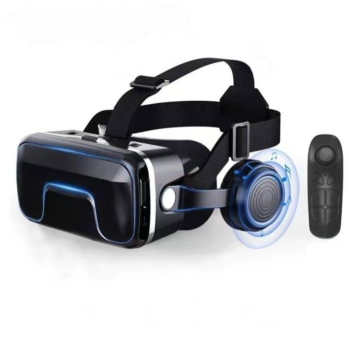 Lunettes VR, réalité virtuelle 3D, casque intégré, compatibles avec les smartphones de 4,7 à 7,2 pouces, qualité d'image HD, noir