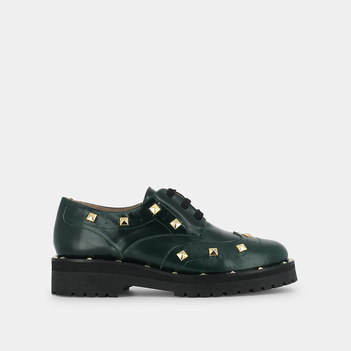 Derbies à clous  en cuir vert