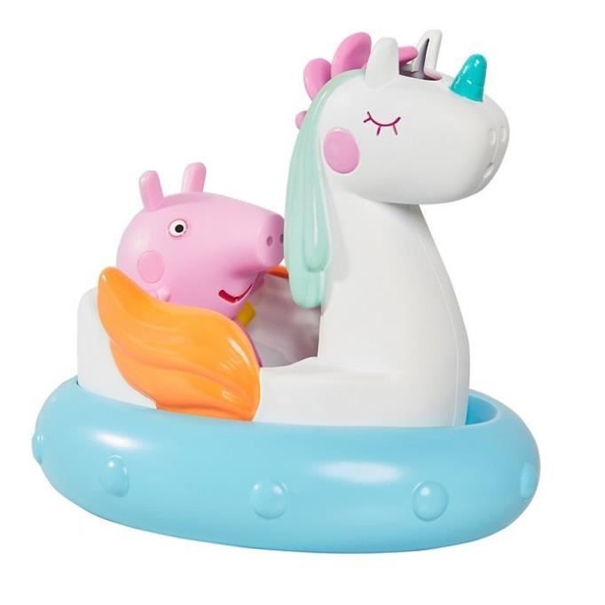 Juguete de baño de unicornio de Peppa Pig de Tomy - Blanco/Azul - 12 cm