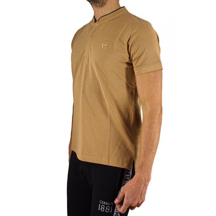 Cerruti 1881 Short-sleeved polo shirt with mandarin collar New Firenza Beige Men