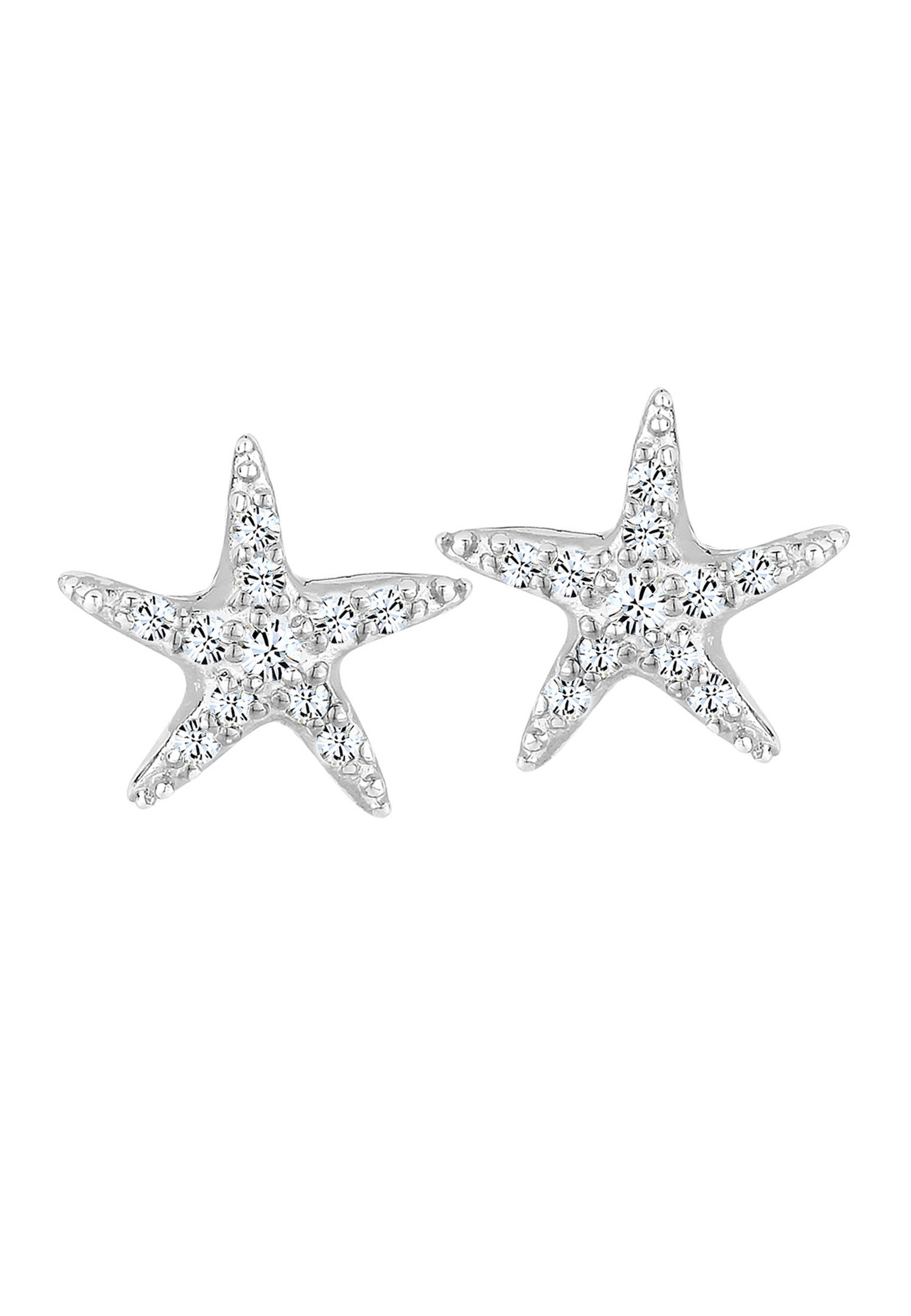 Elli Femmes Clous d'oreilles Étoile de Mer Plage avec Cristaux en Argent Sterling 925