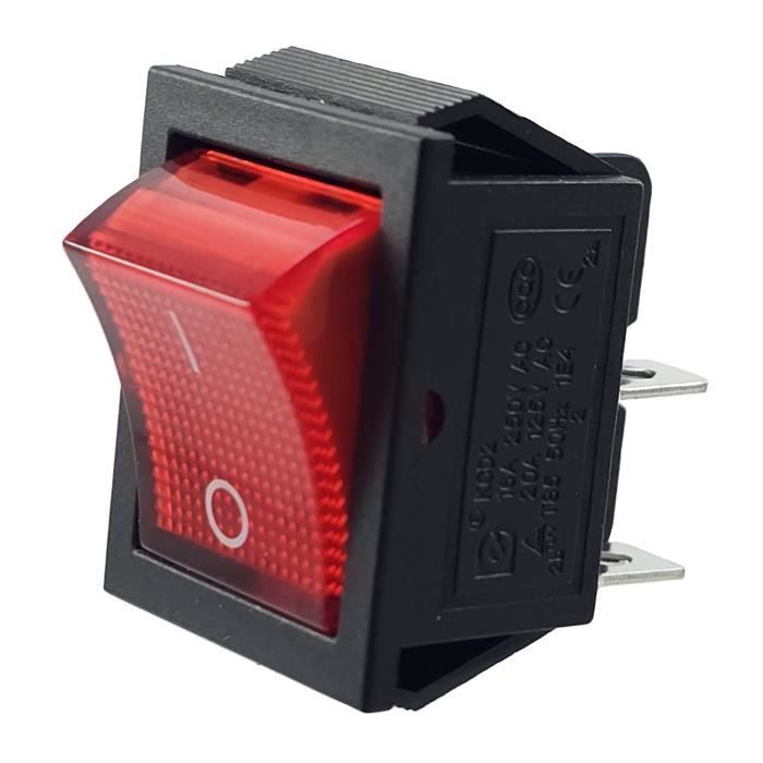Interruptor basculante - Sin especificar - Modelo sin especificar - Bipolar ON-OFF - Iluminado - 16A 250V rojo