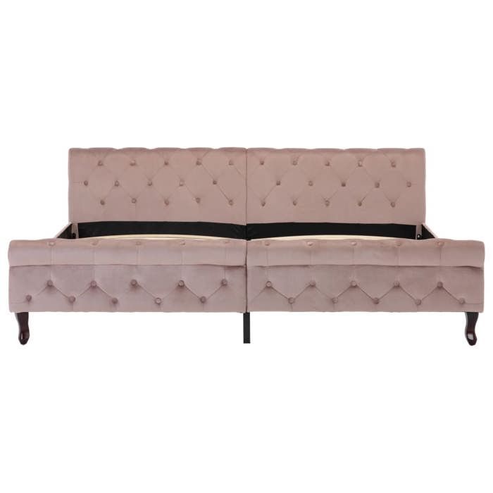 Rosa 200 x 200 cm - Letto in legno - Portata massima 150 kg - Struttura letto - Materasso non incluso - Velluto rosa 200x200 cm 005_679351