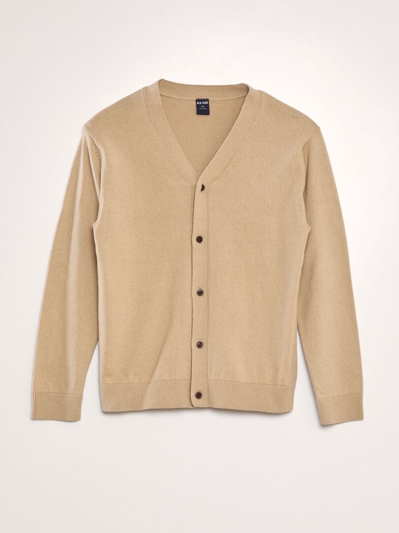 Vest met V-hals - BEIGE